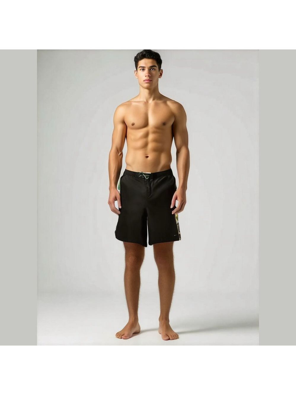 Nike Mens Tropical Swim Shorts Dark Grey Green Large